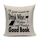 Funny Wine Cushion Cover Cotton Linen Decorative Pillowcase