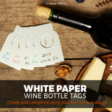 White Paper Wine Bottle Tags - 200 Count Plain Paper Wine Cellar Labels